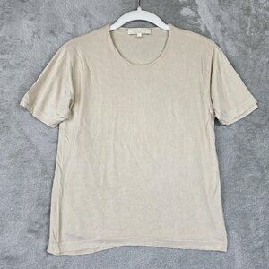 Allude Shirt Womens Medium Beige 100% Silk Crew Neck Short Sleeve Basic Jersey